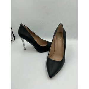 Mix No. 6 Danyah Pumps 7.5 Black Pointed Toe Clear Stiletto Heel Formal Shoes